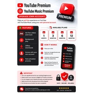 YouTube Premium & YouTube Music Premium Subscription Upgrade (Own Account) | 1 Month / 3 Months / 6 