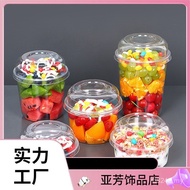 Plastic Transparent PET Fresh Fruit Cut Pudding with Lid Disposable Bobo Cup Salad Yogurt Bowl Fruit