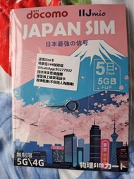 Docomo日本5日5GB數據電話卡