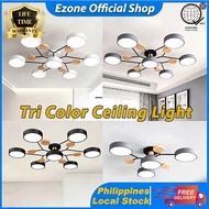 EZONE Modern Tri-Color Wood LED Flush Mount Ceiling Light 220V for Living Bedroom Dining Room