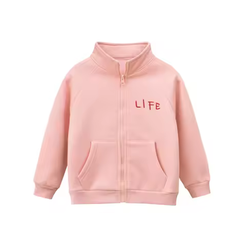 2022 Spring Children Girls Jacket Cotton Pink Cute Flower Printing sweatshirt Kids Casual Sport Oute