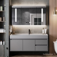 Integrated Basin Bathroom Cabinet Mirror Cabinet Set Modern Minimalist Bathroom Wash Basin Cabinet Combination Light Lux