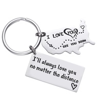 LParkin Long Distance Relationship Keychain I Love You More Than The Miles Between Us Going Away Sta