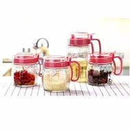 Glass Kitchen Spice Container Set 4 in 1 (1kg fits 4 sets) Oil Bottle and Glass Spice Container