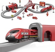 Train Sets for Boys 4-7, 66 Pcs Battery Operated Train Set with Tracks(Magnetic Connection), Compatible with Thomas, Brio, Chuggington, Melissa and Doug, Gifts for 3 4 5 6 Years Old Boys Girls