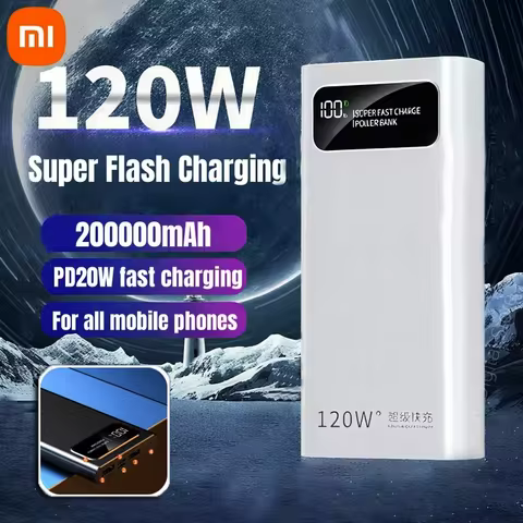 Xiaomi 120W Power Bank Super Fast Charging 200000mAh Battery High Capacity Digital Display Power Ban