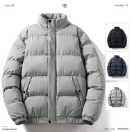 Mens Stand-up Collar Down Jacket Autumn Long-sleeved Thickened Padded Coats Light Casual Down Jacket