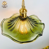 ese-Style Retro Nordic Simple Restaurant Entrance Light Balcony Bar Bay Window Aisle Brass Glass Lotus Leaf Small D