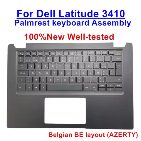 00MC2P C0X1C New For Dell Latitude 3410 Palmrest keyboard w/Backlight Belgian BE layout (AZERTY) Bla