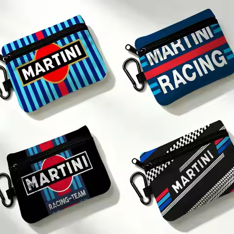 M-Martini Racing Compact Oxford Cloth Zipper Pouch Detachable Carabiner Mini Coin & Key Wallet