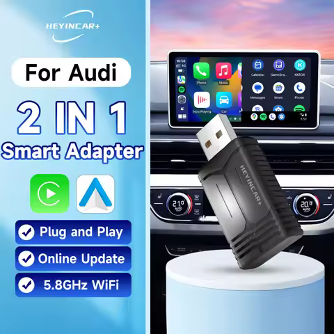 2024 New HEYINCAR 2in1 Wireless Android Auto Adapter Carplay For Audi A3 A4 A5 A6 A7 A8 Q3 Q4 Q5 Q6 