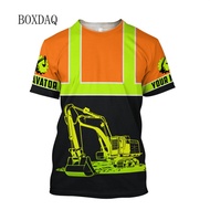 {HOT SALE}Short Sleeve Excavator Worker Clothes T-shirts For Men's 3D Print Digger Operator Tops 6XL