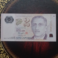 Uang Singapore 2 dollar polymer vf