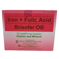 BRISOFER OB Iron + Folic Acid 60mg/400mcg 100capsules