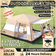 Khemah Unta Large Camping Tent Waterproof Family Tent Double Layers Big Tent 2 rooms 8-12 Person