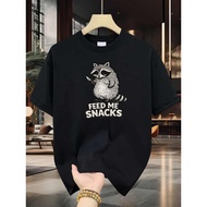 Raccoon Men'S T-Shirt| Cute Hungry Raccoon Feed Me Snacks Print Pattern Pure Premium Print Durable C