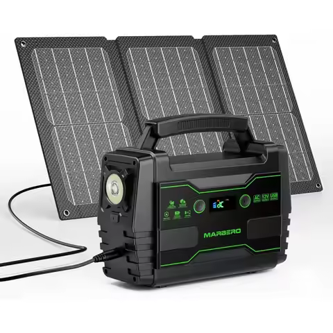 155Wh Solar Generator with 30W Panel, Portable Power Station, 2 AC Outlets, QC3.0 USB, UL Certified 