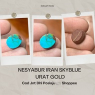 Permata Firus Asli Nesyabur Iran Sky Blue Urat Emas Saiz 13mm x 12mm Batu Permata Rare Natural Turqu