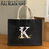 FREE NAME PRINT - Black Tote Bag - Abaca Burlap Jute bag - Book tote-COD Souvenir Gift Ideas