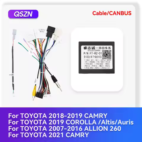QSZN Car Radio Canbus Box For TOYOTA CAMRY COROLLA Altis Auris ALLION 260 Wiring Harness Power Cable
