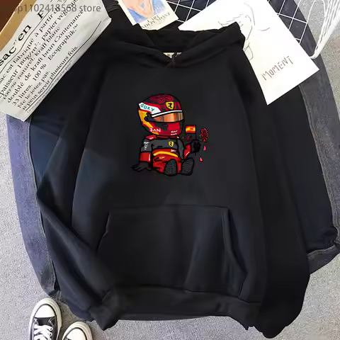 Men's Hoodies Sainz Mini F1 for Men Games Cartoon Graphic Sweatshirts Long Sleeve Y2k Hoodie Women's