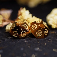 ลูกเต๋าหินตาเสือสีเหลืองธรรมชาติ COC ลูกเต๋าสำหรับเล่นเกม RPG สุดท้าทาย ลูกเต๋า DND ลูกเต๋าคริสตัล เ