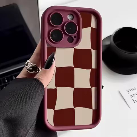 Wine Red Deform Grid Phone Case for Oppo Find X9 A6X A6 A5x A5 A60 A3 A3X A98 A78 A58 A38 A57 A76 A1