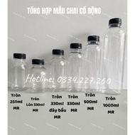 Combo 10 38 wide-neck plastic bottles, 330ml wide-neck plastic bottle, 250ml wide-neck round bottle, 1 liter wide-neck plastic bottle
