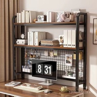 Shelf Multi-Layer Heightened Desktop Iron Shelf with Grid Desk Computer Desk Storage Bookshelf 4RWQ