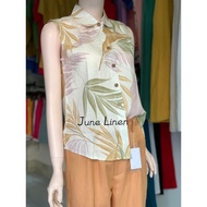 [JUNE LINEN] A14 - Shirt Sleeveless Women's pattern, PREMIUM LINEN FABRIC.