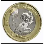 n bimetal china 10 Yuan 2016 shio monyet sudah termasuk UNC