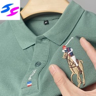 Hy Business Foreign Trade 2023 New Summer Men's Short-Sleeved T-shirt Embroidered Large Size Polo Shirt Young and Middle-Aged Solid Color Top Polo T Shirt Men