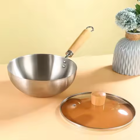 20cm Stainless Steel NonStick pan Small Frying Wok Pan Home Kitchen Induction Cooker Gas Stove Speci