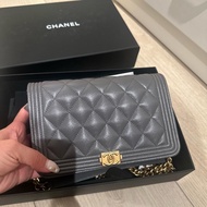 Chanel Boy WOC 鐵灰色 芯片款 鏈條包