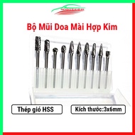 Bộ mũi doa mài hợp kim cao cấp 3x6mm dễ sử dụng và an toàn dùng mài kim loại gỗ..