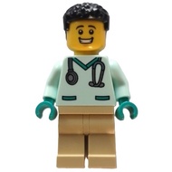 Original Lego City - Veterinarian (Male, Light Aqua Scrubs, Tan Legs, Black Hair) 60382 Minifigure n