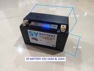 SY Battery แบตฯลิเทียมฟอสเฟส สำหรับมอเตอร์ไซค์ 12V 12 ถึง 30 AH มี BMS Peak 600A