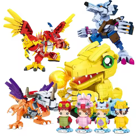 Digital Masters Building Blocks Garudamon Were Garurumon Agumon Digimon Greymon Model Brick Dejimon 