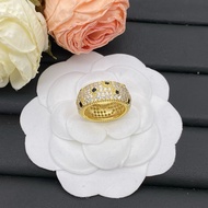 2026 New Style Cartier Gold Full Diamond Black Diamond Ring Light Luxury Exaggerated Ring High-End P