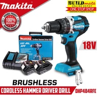 MAKITA BRUSHLESS Motor Cordless Hammer Driver Drill 18V DHP484RFE - BUILDMATE - LXT