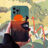 JEA  The North Face Logo Sunset Sunrise Scenery IMD Phone Case iPhone 11 12 13 Pro Max X XS XR iPhone 14 Plus Photo Frame Anti-Fall Cover