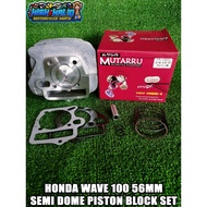 ✁ ▙ ∎ ❖ ▱ MUTARRU HONDA WAVE 100 56MM SEMI DOME PISTON CYLINDER BLOCK SET