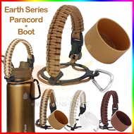 Earth Series 2PCS Generic Paracord and Boot Set Linbai Flask Brown Tumbler Handle Rope 12oz-40oz Aqu