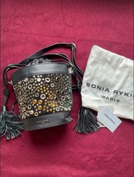 法國 Sonia Rykiel 黑色真皮水桶包 crossbody bag   旅行袋