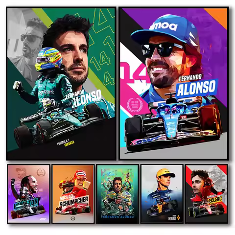 2023 Pop Sports F1 Legend Racing Poster Aesthetic Schumacher Formula 1 Racer Helmet Canvas Print Wal