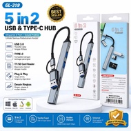 [SH-629] GL-319 USB & Type-C Hub 5 in 2 Slot TF Card & SD Card