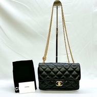 CHANEL 22K黑金金柱調節釦風琴包