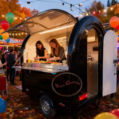 Onlywe Ice Cream Food Truck with Full Kitchen Bakery Trailer Mobile Street Fast Food Cart Equipped f