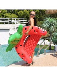 1入組可愛的西瓜造型充氣浮椅,帶靠背,pvc充氣水吊床成人游泳池躺椅床,適用於戶外沙灘、泳池和派對