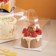 READY STOCK — Transparent  Cake Box with Handle 5 &amp; 6 inch / 透明手提网红蛋糕盒5&amp;6寸